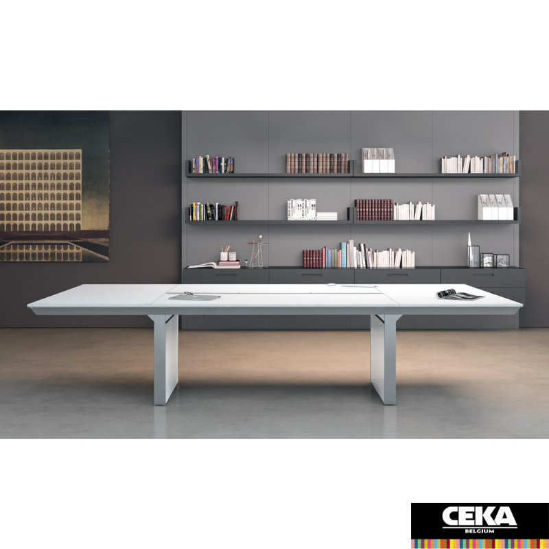 table réunion han martex blanc pieds centraux