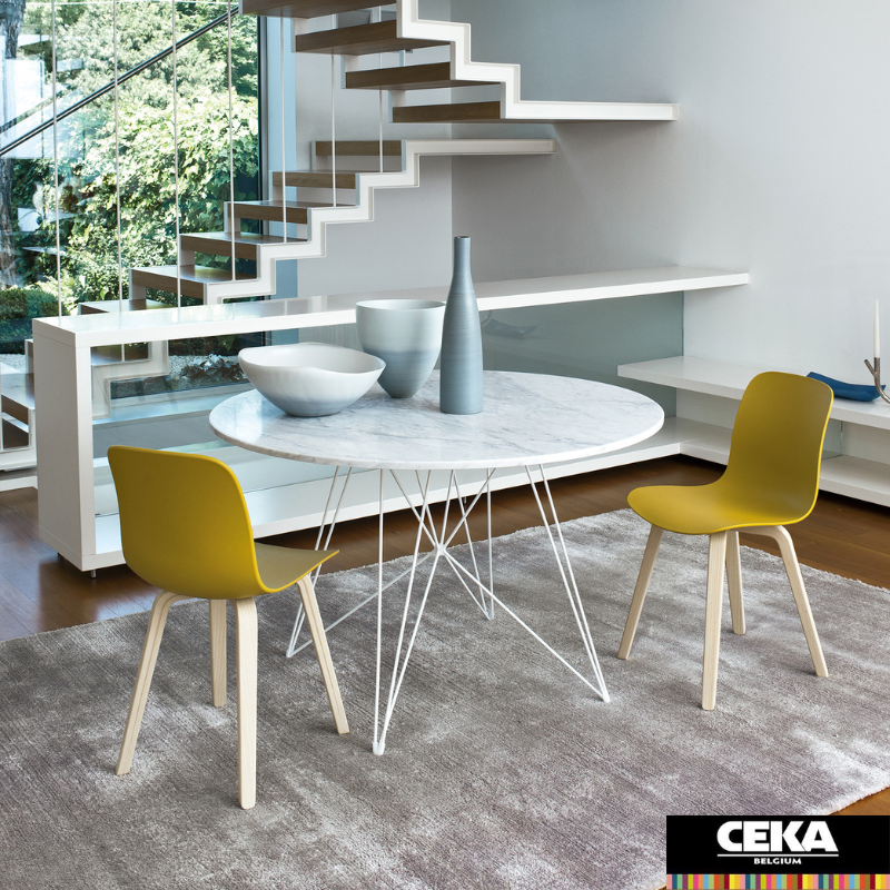 table cafétéria XZ3 plateau marbre piétement filaire magis design