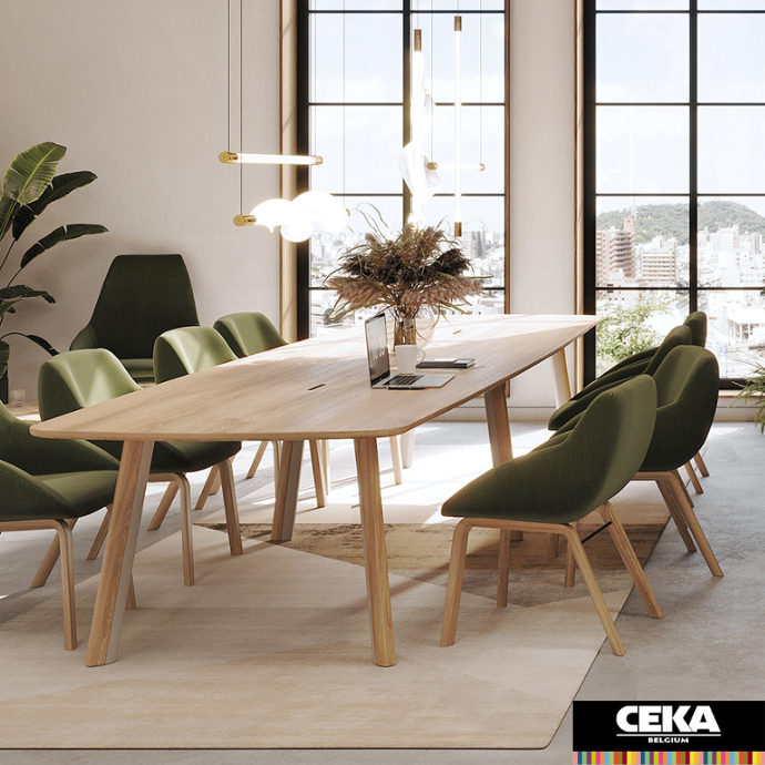 table réunion metro casala pieds bois métal placage décor bois